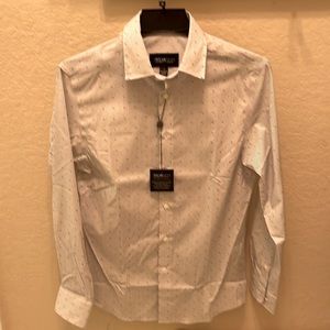 Kenneth Cole Awareness Line Performance Button Down Shirt S White pattern